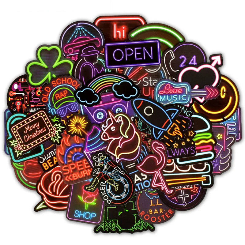 50 шт. неоновых световых наклеек подарки игрушки для детей милые аниме животные