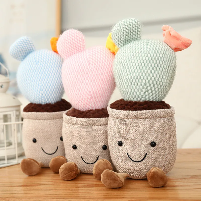 

Lifelike Cactus Plants Plush Toy Stuffed Colorful Mushrooms Potted Succulent Bookshelf Home Living Room Decor For Girl Gift
