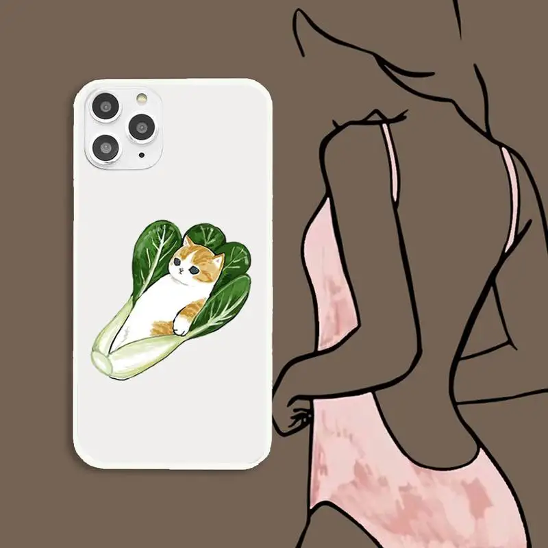 

Yellow Funny Cat Phone Case For IPhone 6 6s 7 8 Plus X Xs Xr Xsmax 11 12 Pro Promax 12mini Candy White Silicone Cover