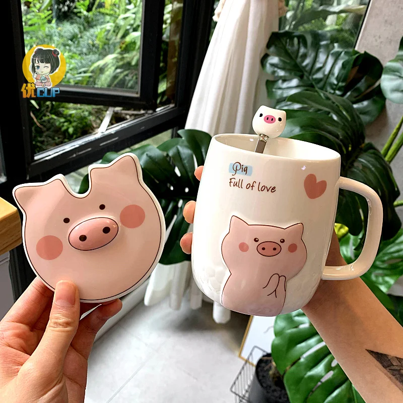 Розовая Подарочная кружка с животными кофейная забавная милая детская ручная
