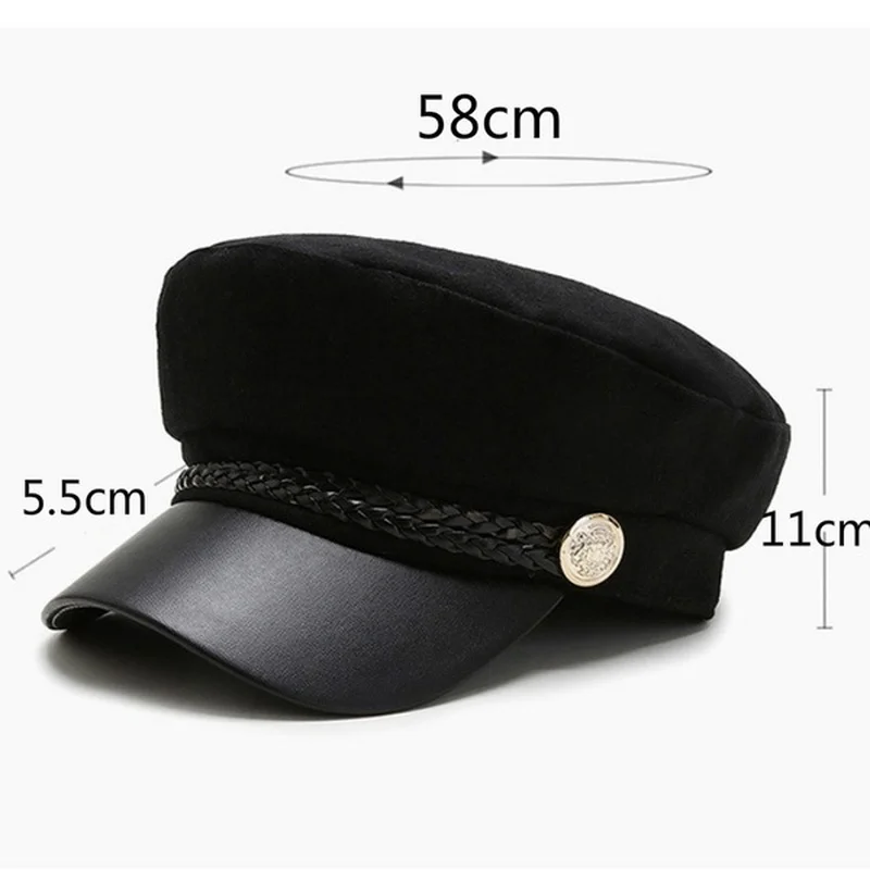 Модная шапка из искусственной кожи сезон осень-зима шерстяная Матросская для