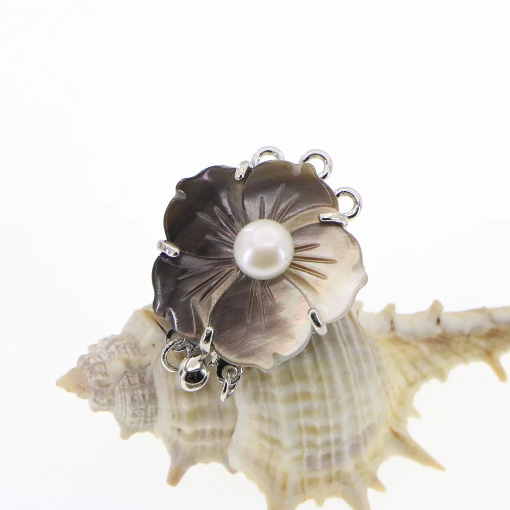 Высококачественная 3-рядная пряжка в виде цветка Пряжка из сплава с жемчугом