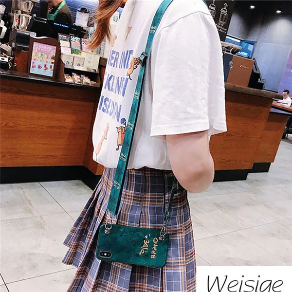 strap phone bag case Чехол из ТПУ с ремешком для xiaomi mi 8 9 se A1 A2 A3 lite 9T cc9e redmi note 7 6 5 pro 5A 4X k20 pro 7A S2, модный зеленый чехол - Цвет: strap phone bag case
