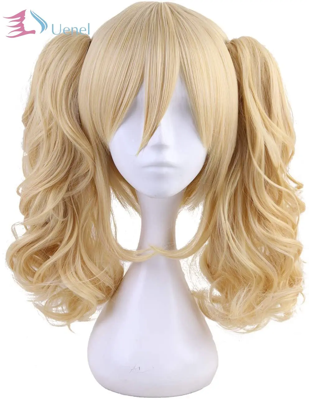 

Uenel Short Straight Blonde Bob Wig with Two Jaw Claws Ponytail Hair for Cosplay Costume Halloween Wigs