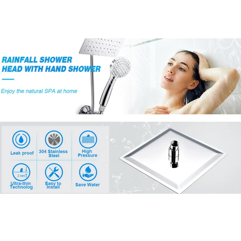 

High Pressure 8inch Rainfall Stainless Steel Shower Head/Handheld Combo with 60inch Hose Anti-Leak Shower Head