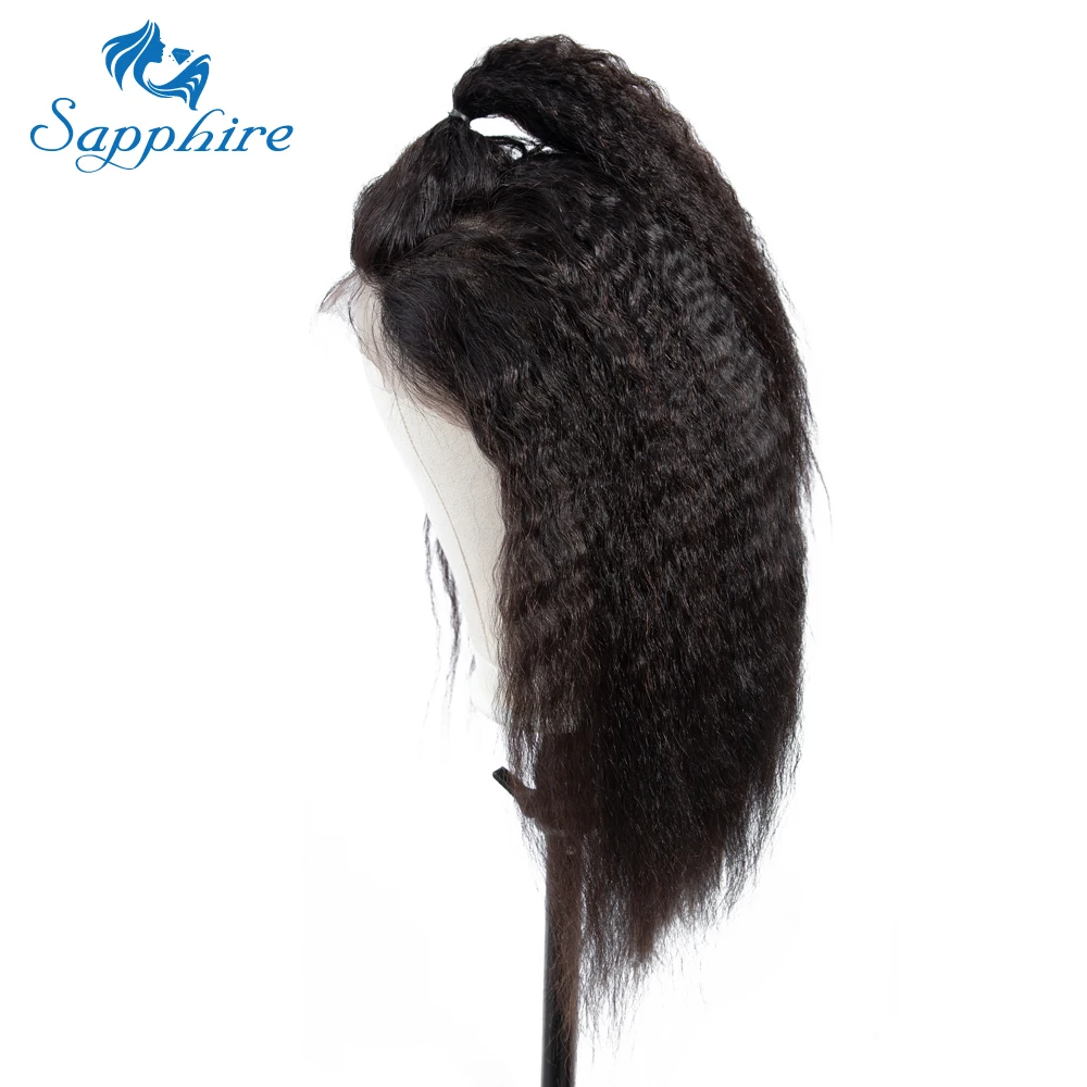 Kinky Straight 13*4 Lace Front Human Hair Wigs For Women Pre Plucked Hairline With Baby 10-24 Brazilian Bleached Knots | Шиньоны и