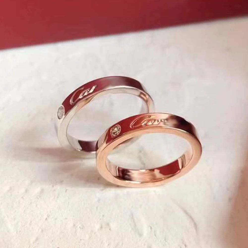 

High-quality Original Solitaire Diamond Inscription Love'r Ring Luxury Jewelry Popular Brand Couple Ring LOGO 1:1 Design Hot