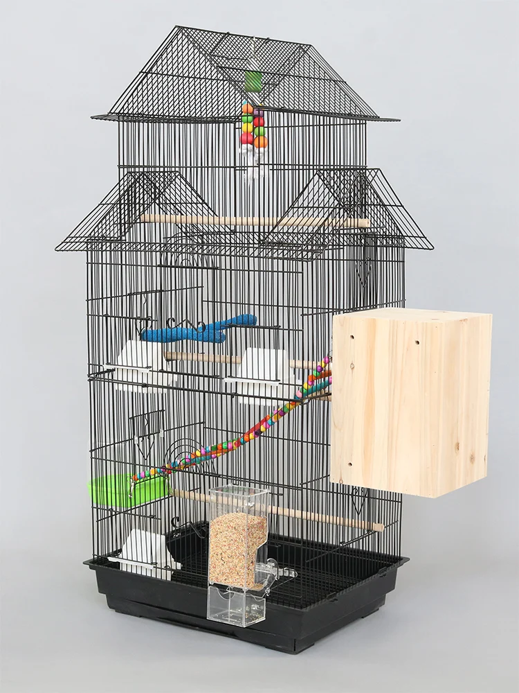 

American Roof Type Large Bird Cage Parrot Cage Durable Large Starling Metal Bird Cage Tiger Skin Peony Xuanfeng Cage