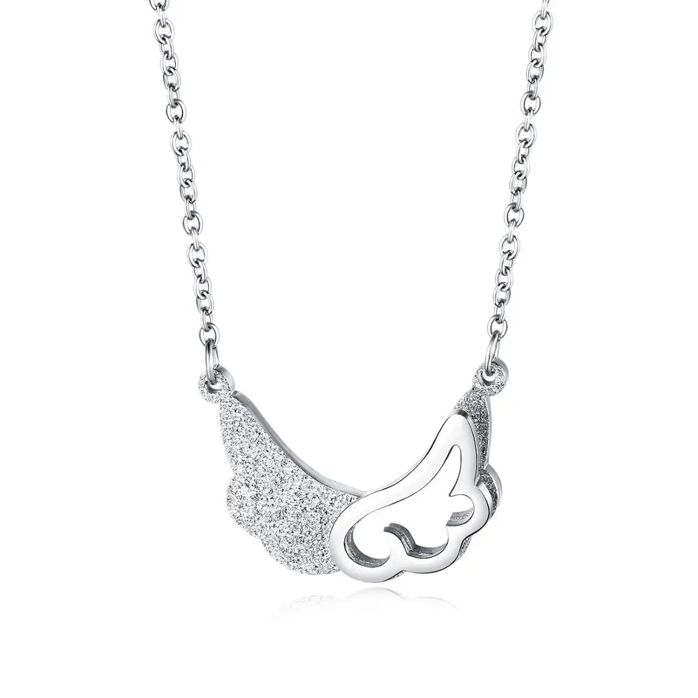 

Titanium Stainless Steel Lovely Peace of Wings Charm Necklaces Jewelry Trendy Rose Gold Pendants Necklace For Women
