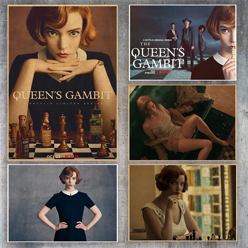 

The Queen's Gambit Poster Anya Taylor-Joy American TV Series Retro Kraft Paper Wall Vintage Poster Decorative Home Decor Poster