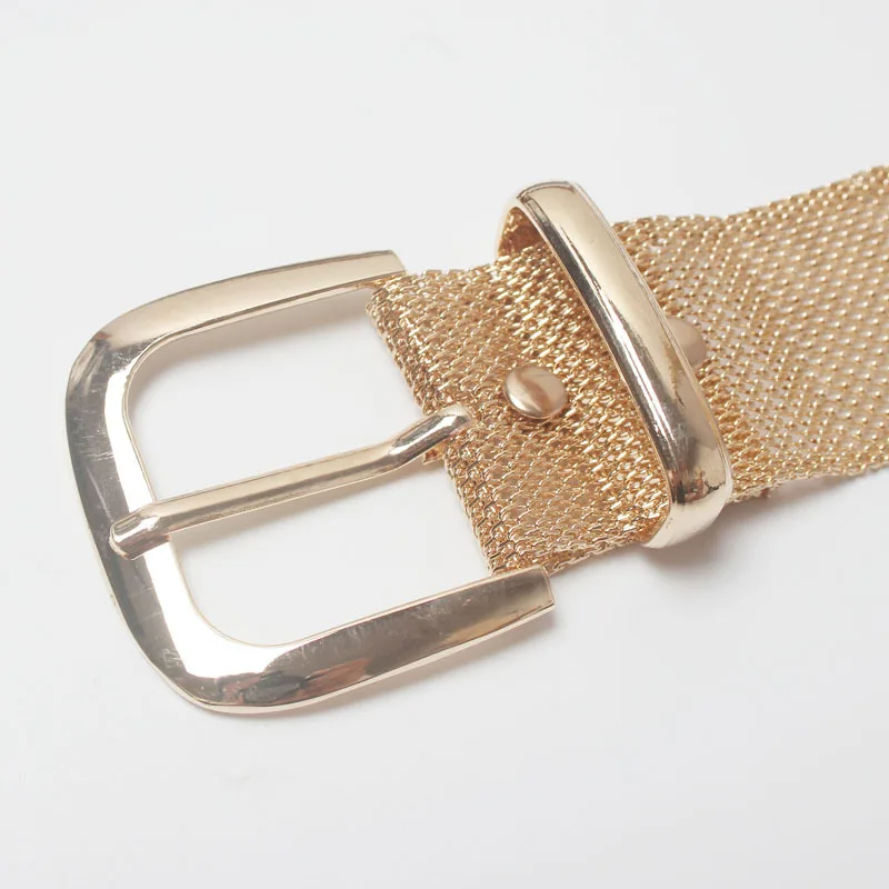 

Women Belt Fashion Alloy Double Row Hole Pin Buckle Belt Street Photo Fashion Lengthening Chic Hollow Belt