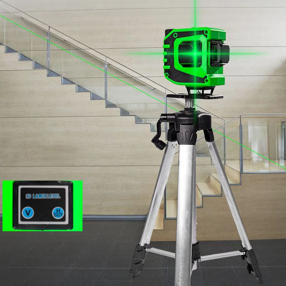 

Laser Level 12 Lines Wireless Remote 360° Rotation 3D Self-Leveling Horizontal Vertical Cross Green Laser Beam Line Laser Meter