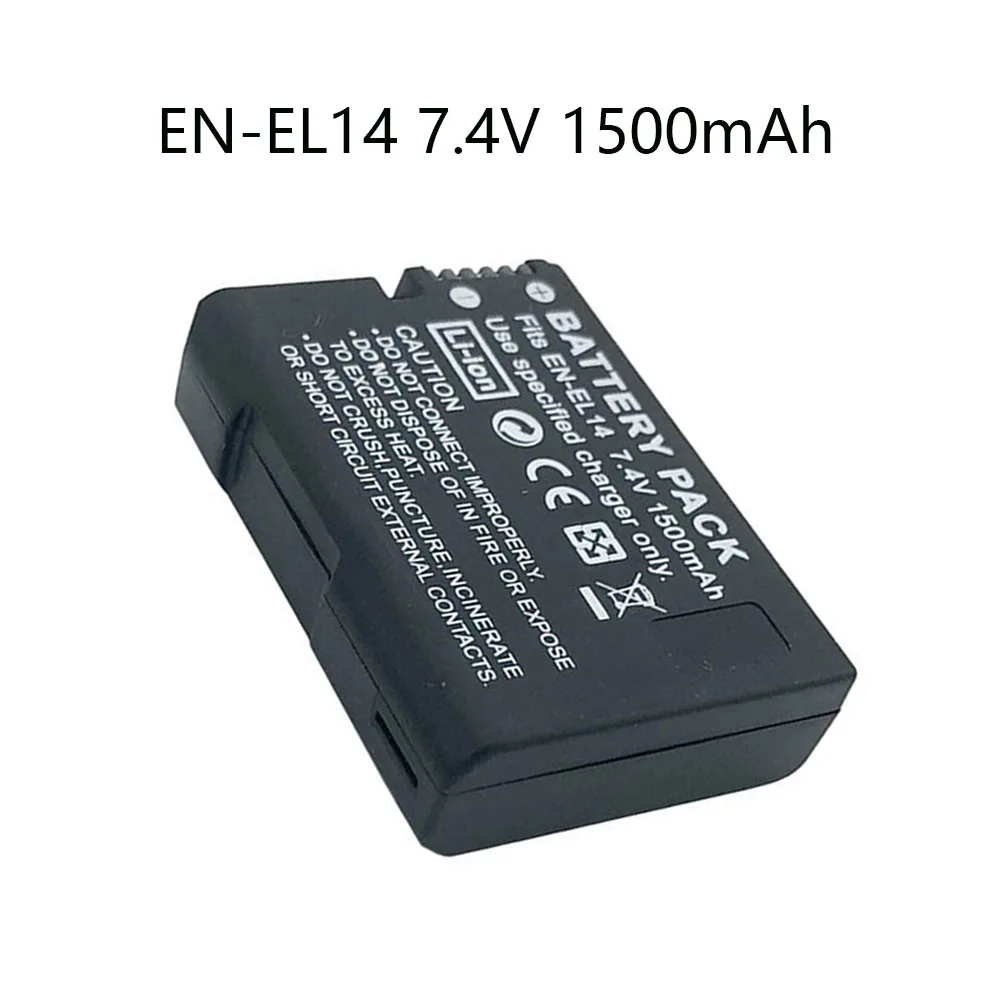 

1PCS 7.4V 1500mAh EN-EL14 Batteries D5200 D3200 D5100 D3100 P7000 P7100 MH-24 Camera Battery For Nikon ENEL14