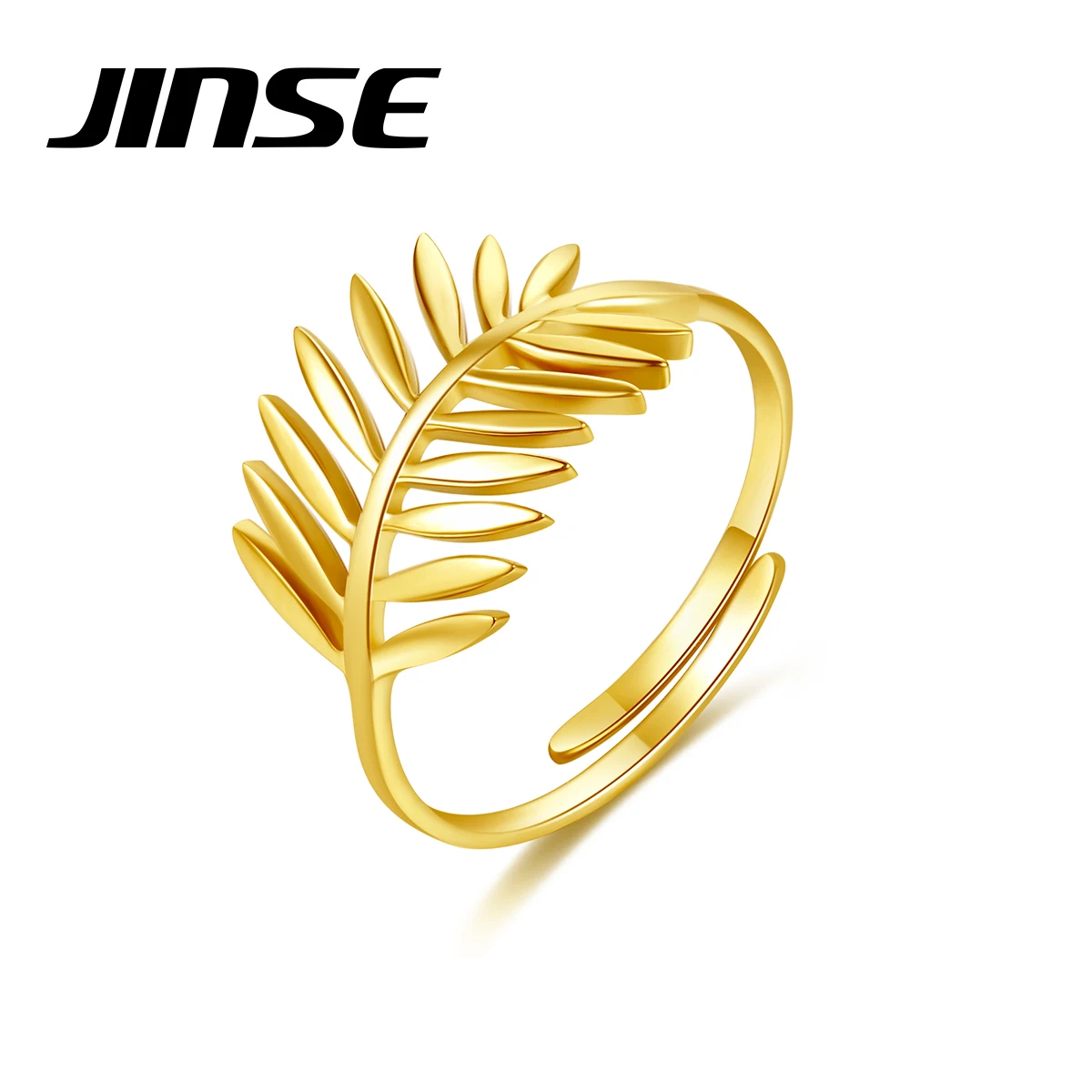 Женское кольцо с листьями из нержавеющей стали золотистого цвета | Украшения и