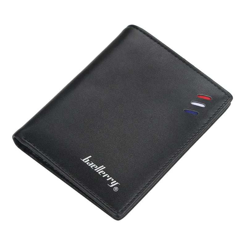Black 1 Baellerry, новинка, тонкие мужские кошельки из искусственной кожи, короткий дизайн, высокое качество, мужской кошелек, держатель для карт, винтажный Держатель для фото, мужские кошельки - Цвет: Black 1