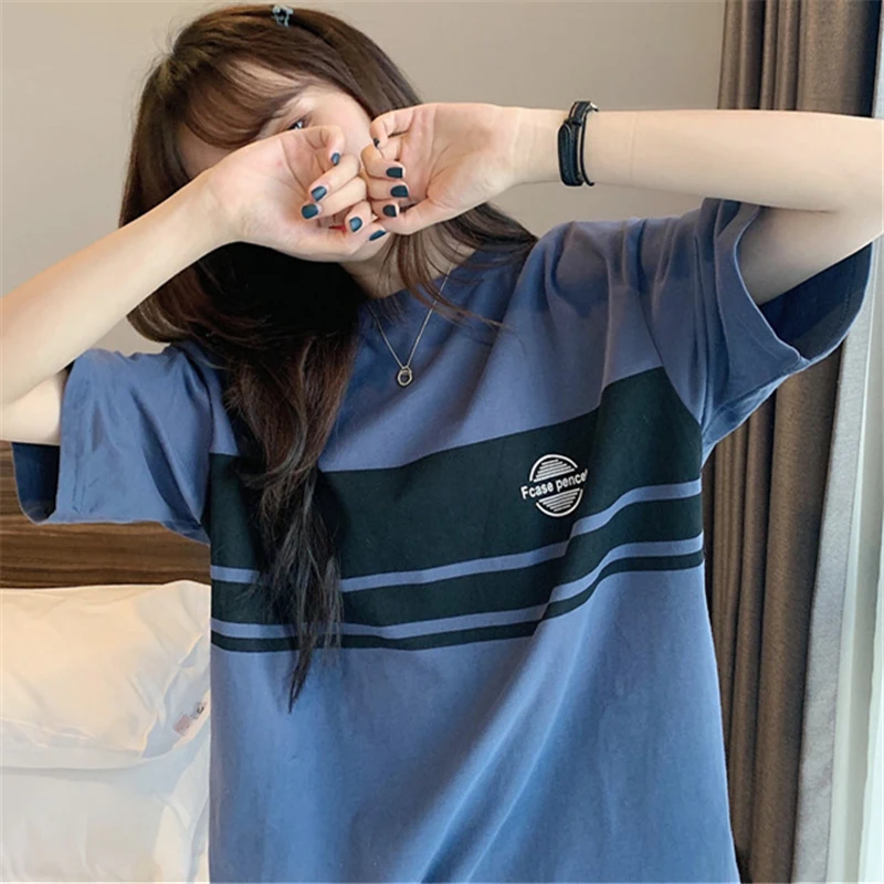 

Internet Celebrity Super Hot Short-Sleeved T-shirt for Women New Loose Hong Kong Style Korean Style Harajuku Style for Students