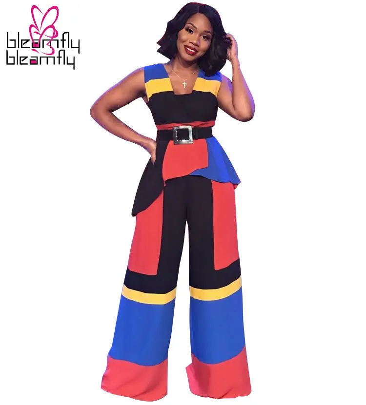 Осенне летний женский костюм с геометрическим принтом и v образным вырезом для