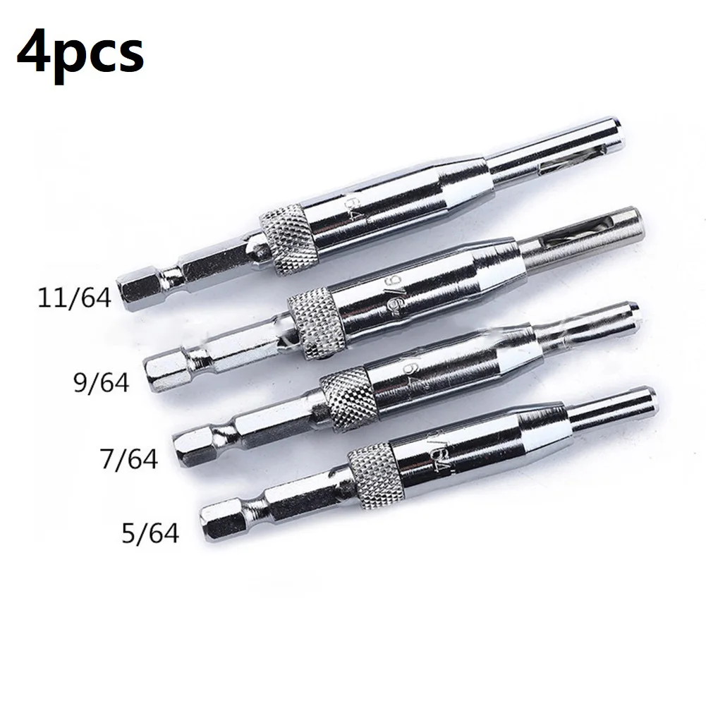 

4pcs HSS Centering Hinge Hardware Drill Bit Set Pilot Hole Guides+Center Punch