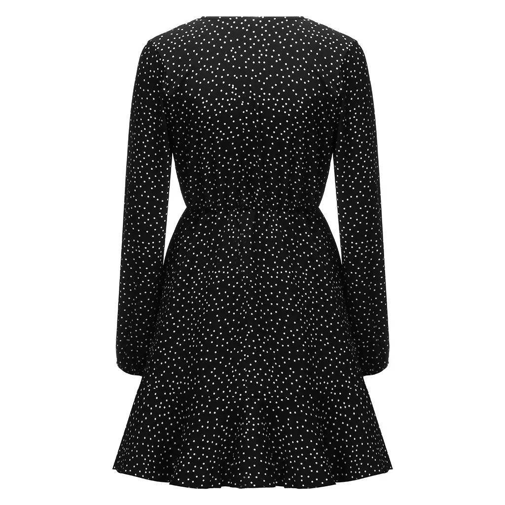 Женское мини-платье в горошек CHAMSGEND свободное платье с короткими