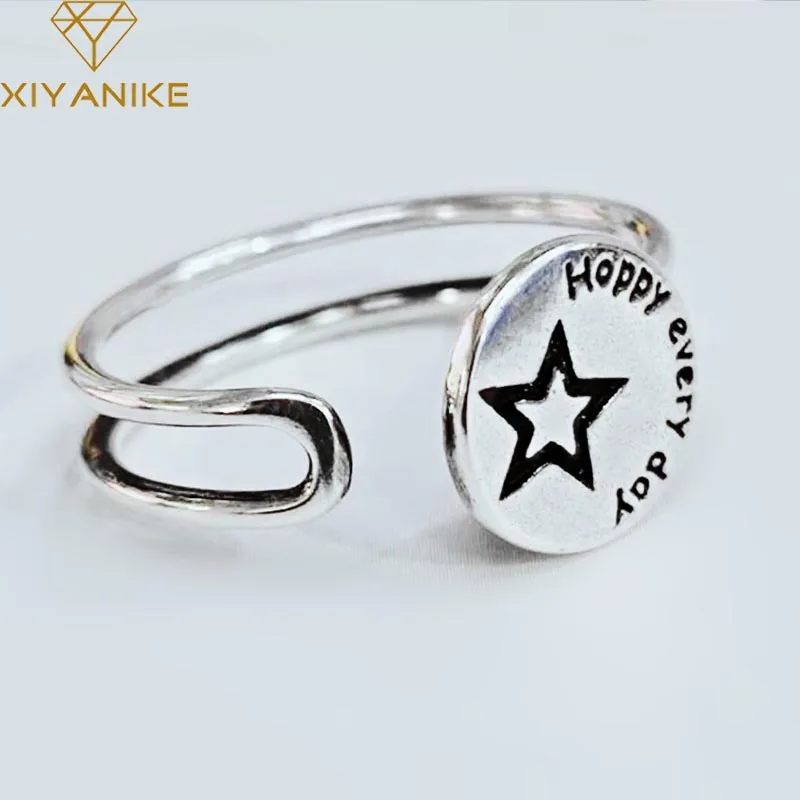 

Кольцо обручальное XIYANIKE, винтажное, из серебра 925 пробы, с геометрическим узором, регулируемое