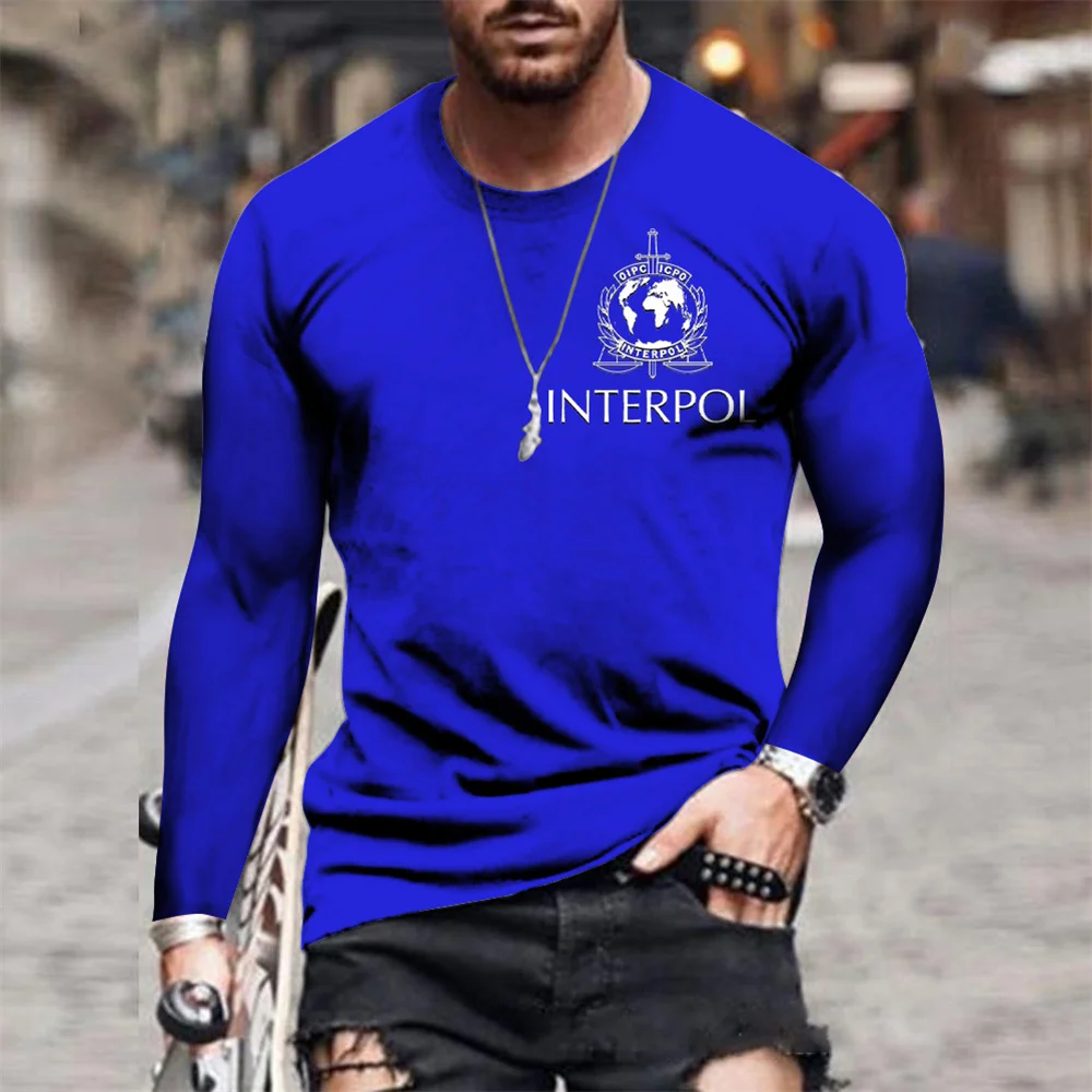 

International Police T Shirt Men Interpol T-shirt Short Sleeve Mans Cool Tshirts