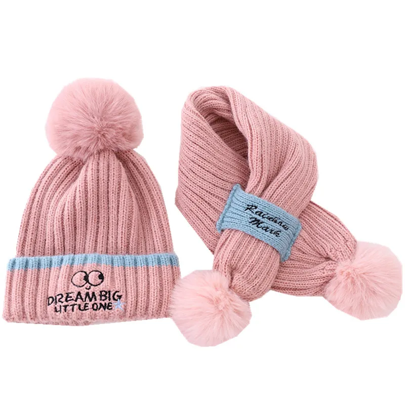 Зима 2020 шапка и шарф для маленьких девочек комплект из шерсти мальчиков вязаная