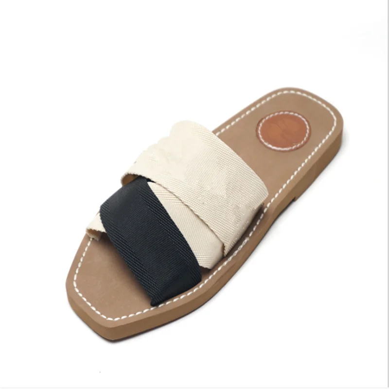 

2021 New Women's Multicolored Slippers Outdoor Wear upper letter Hot Sale Flat Slippers Large Size for female