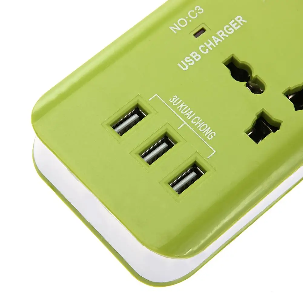 Электрическая розетка 5 В 10 А 2 розетки переменного тока + 3 порта USB хаб для быстрой