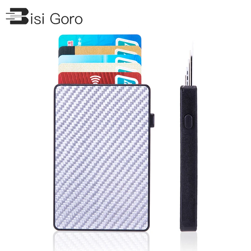 BISI GORO умная визитная карточка Holder 2021 Touch Carbon Slim КОШЕЛЕК протектор RFID de tarjeta cr dito Button