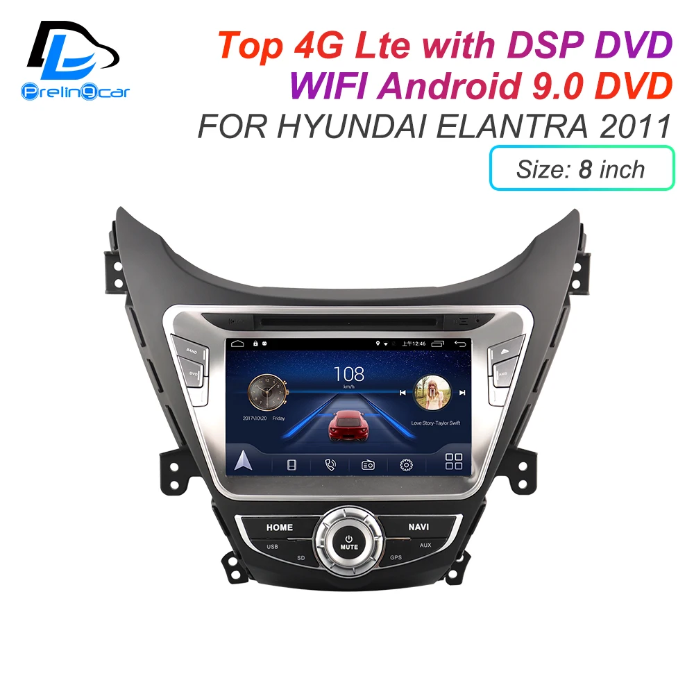 Android 9,0 DSP 4G Lte мультимедийный dvd-плеер для hyundai elantra 2008 2011 лет автомобильный монитор Радио Стерео навигационная система