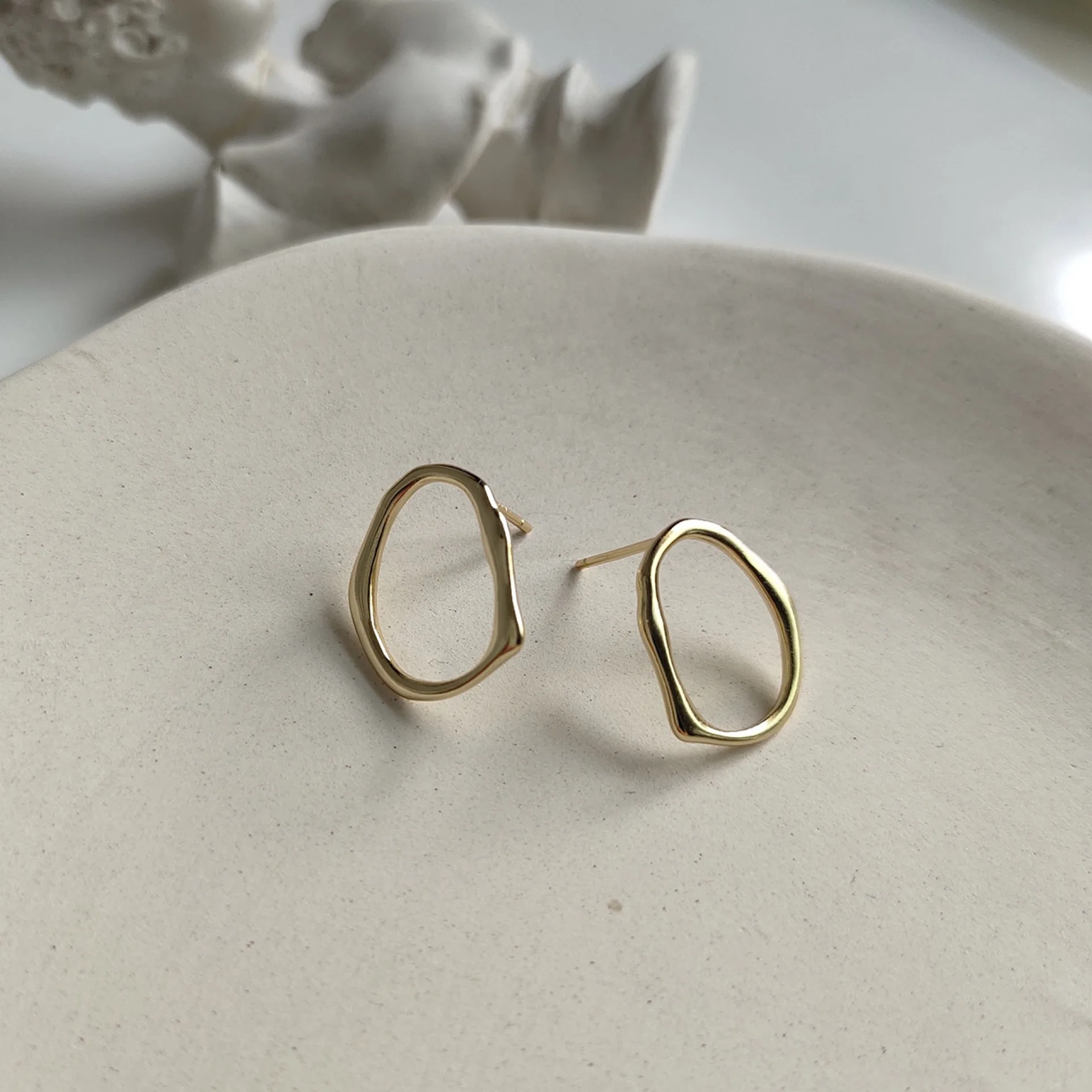 

Fashion simplicity 100%925 sterling silver earrings INS irregular hollow earrings for women's birthday exquisite jewelry