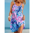 Мини-платье женское в стиле Харадзюку, пикантное пляжное в богемном стиле, с 3d принтом, с цветочным принтом, на бретелях, вечернее праздничное платье без рукавов