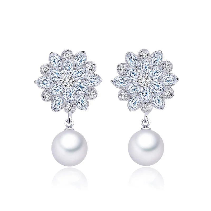 

fashion Jewelry Bridal Earrings Pearl Micro Inlay Combination Anti Allergy for women Earrings Jewelry