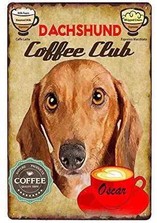

Retro TIn Sign Dog Coffee Club Poster Vintage Metal Tin Signs Retro Plaque Cafe Decorative Pub Plate Decoration 8x12 Inch
