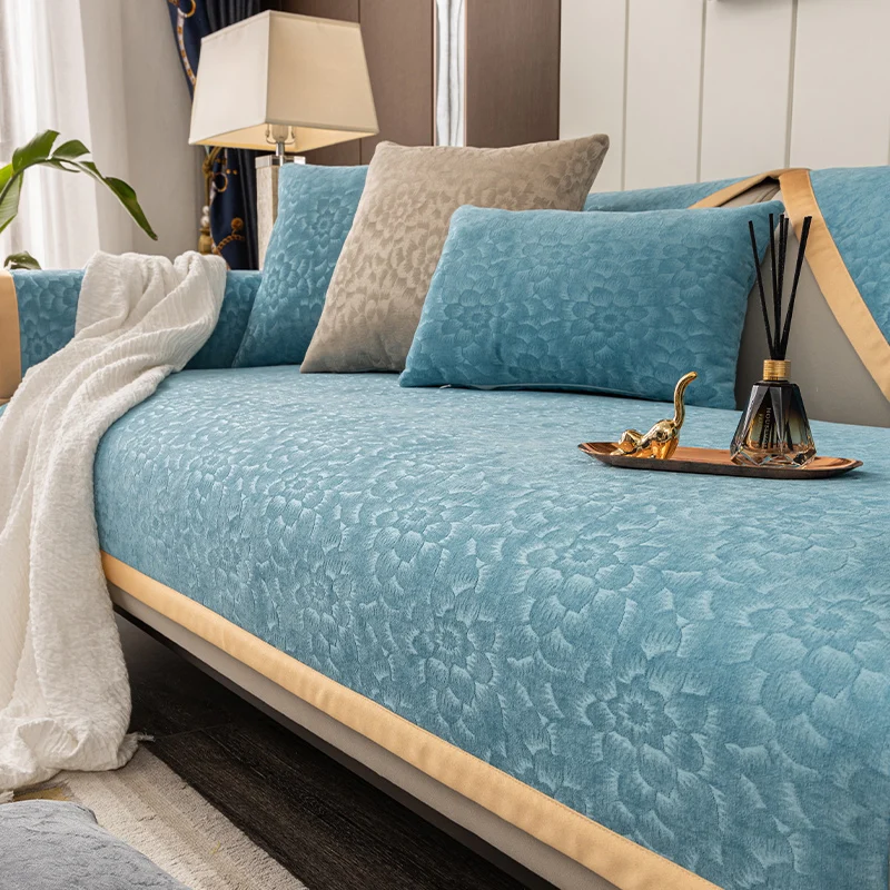 

Hemming soft chenille sofa cushion cover anti-slip high-end luxury sofa cover Decor sofa towel custom Corner sofa cover