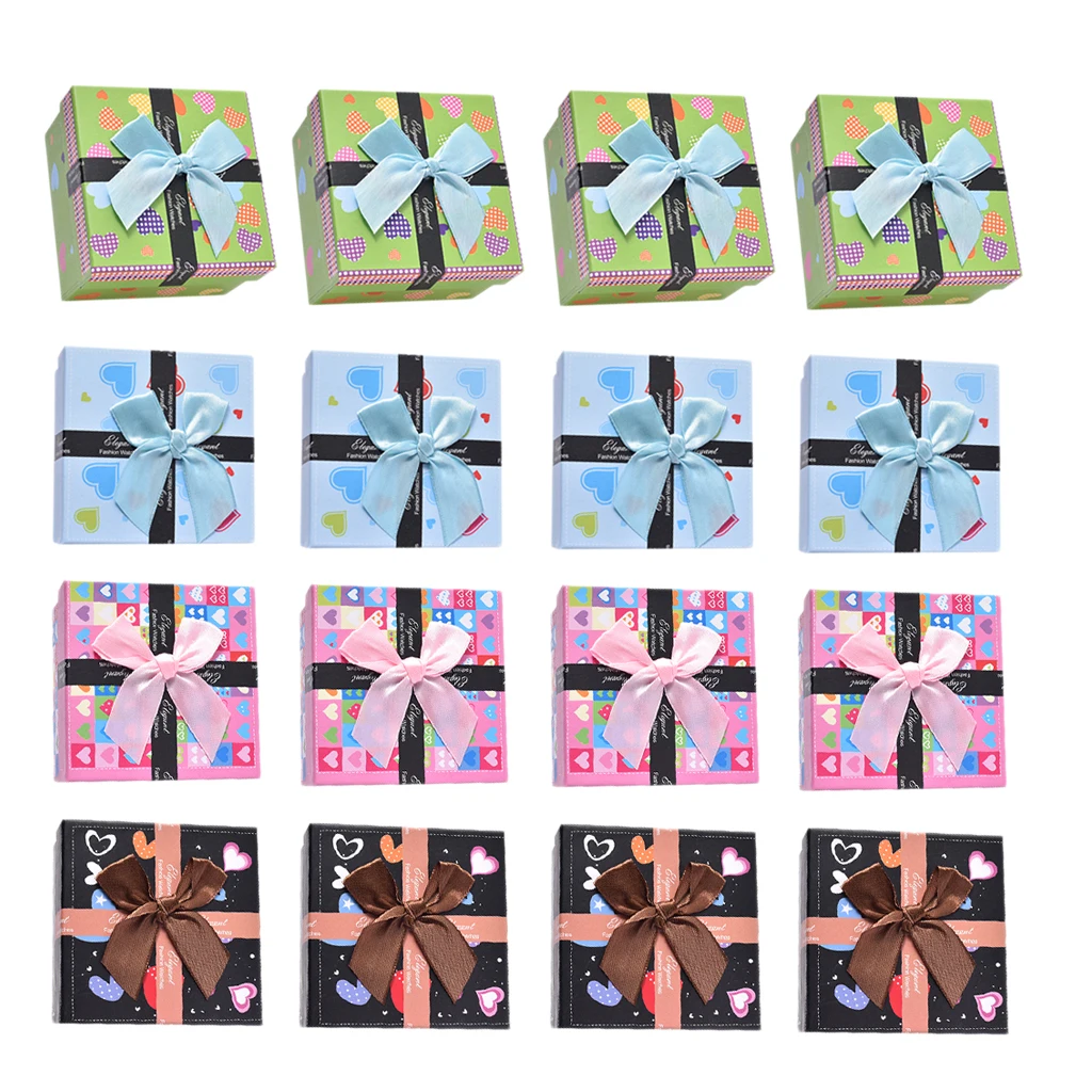 

12 PCS Assorted Jewelry Gifts Boxes Cardboard Boxes With Satin Bowknot