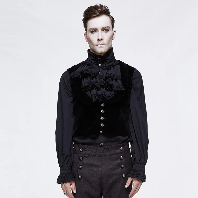 Мужская безрукавка в готическом стиле Devil Fashion черная однобортная для