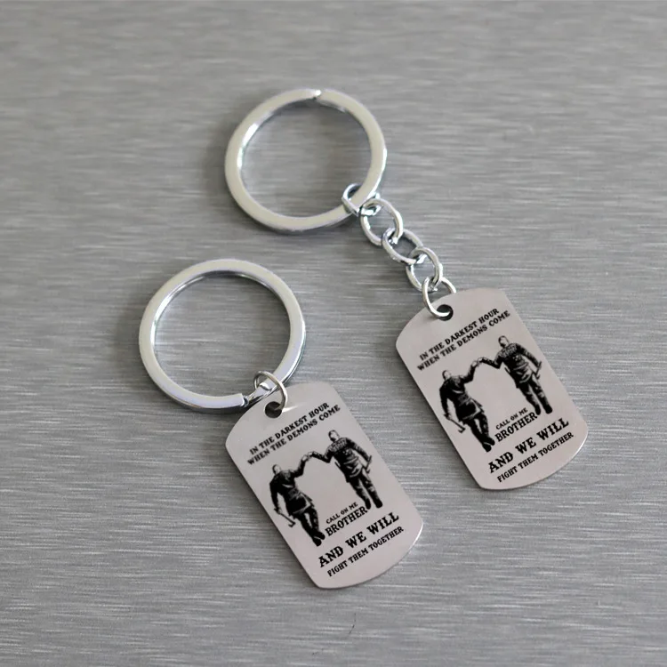 Silver Color Dog Tag Key Chain for Men Boyfriend Motorcycle Army Solie Chains In The Darkest Hour When Demons Come | Украшения и