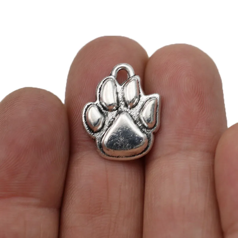 

15pcs Antique Silver Plated Dog Paw Charms Pendants for Jewelry Making Charm Bracelet DIY Handmade Craft 20x16mm
