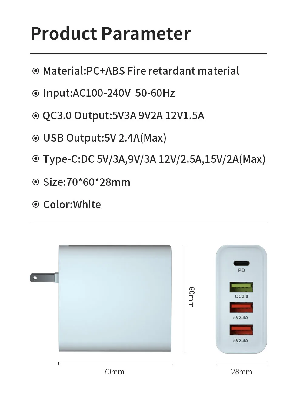 4in1 USB зарядное устройство для macbook xiaomi huawei 65 Вт быстрой зарядки 5 V/3A PD3.0/PD2.0/FCP PD зарядное устройство адаптер EU/US перенапряжения Защита
