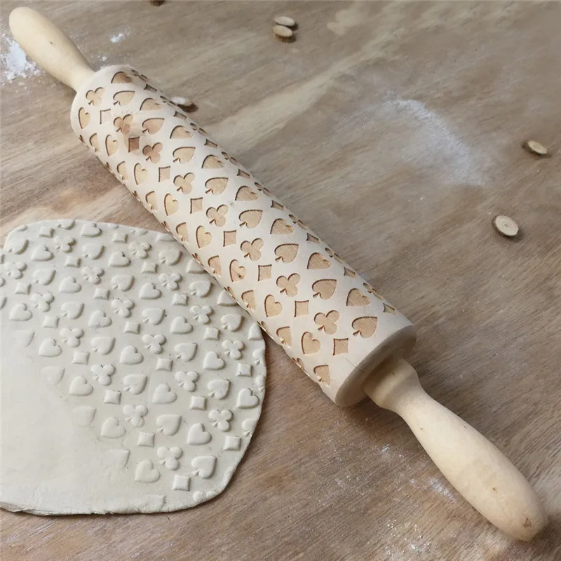 Тиснение рулонные булавки Рождественский Декор деревянный покерный динозавр