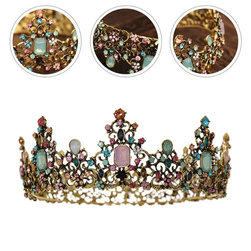 

1pc Colorful Rhinestone Baroque Shiny Bridal Crown Headwear Hair Accessory Wedding Headdress