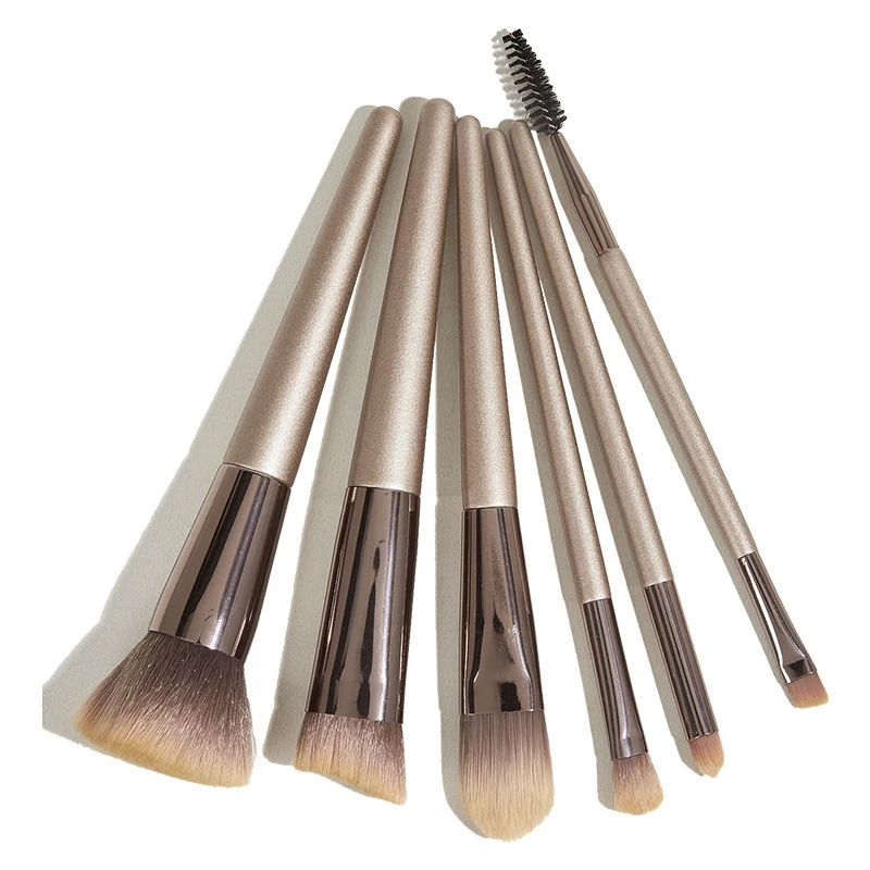 

6 шт. светло-коричневый набор кистей для макияжа, основный косметик, пудра, румяна, кисть для растушевки теней Кисть для макияжа Красота инст...