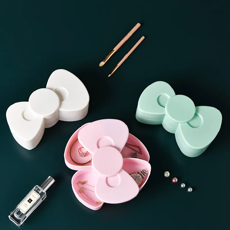 Вращающаяся 2 уровневая коробка для хранения ювелирных изделий органайзер