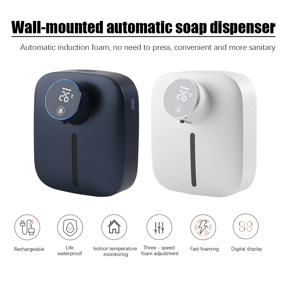 

Автоматический дозатор мыла и пены, умный перезаряжаемый диспенсер с бесконтактным датчиком температуры