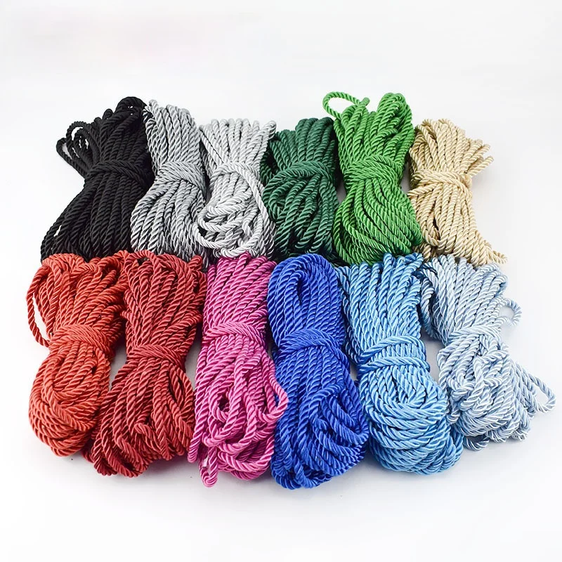 

Meetee 30M 5mm 3 Shares Twisted Cotton Nylon Cords Colorful DIY Craft Braided Decoration Rope Drawstring Belt Accessories