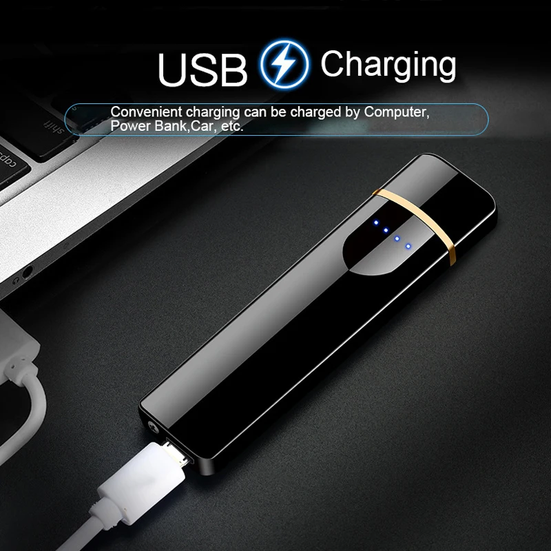 Сенсорная Индукционная зажигалка с USB зарядкой портативная ветрозащитная