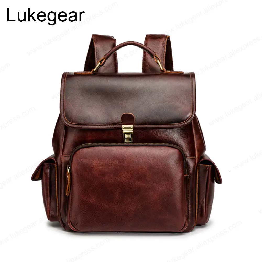 Женский рюкзак из натуральной кожи винтажный ручной работы винного