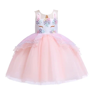 Детские вечерние платья, платье с единорогом, Детский карнавальный косплей костюм для девочек, элегантное платье принцессы, одежда для девочек