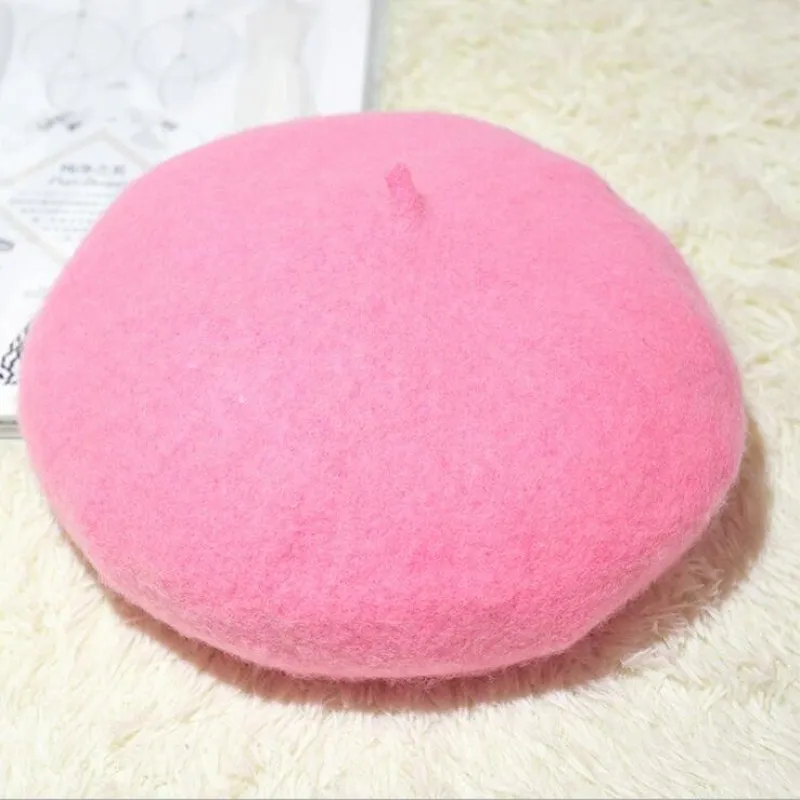 Шерстяной берет женские зимние шапки для женщин плоская шапка вязаные 100%